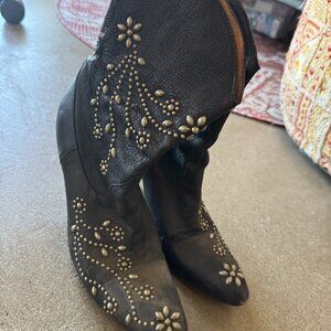 Calleen Cordero Studded Black Leather Boots — Size 7.5 (Retail $670)
